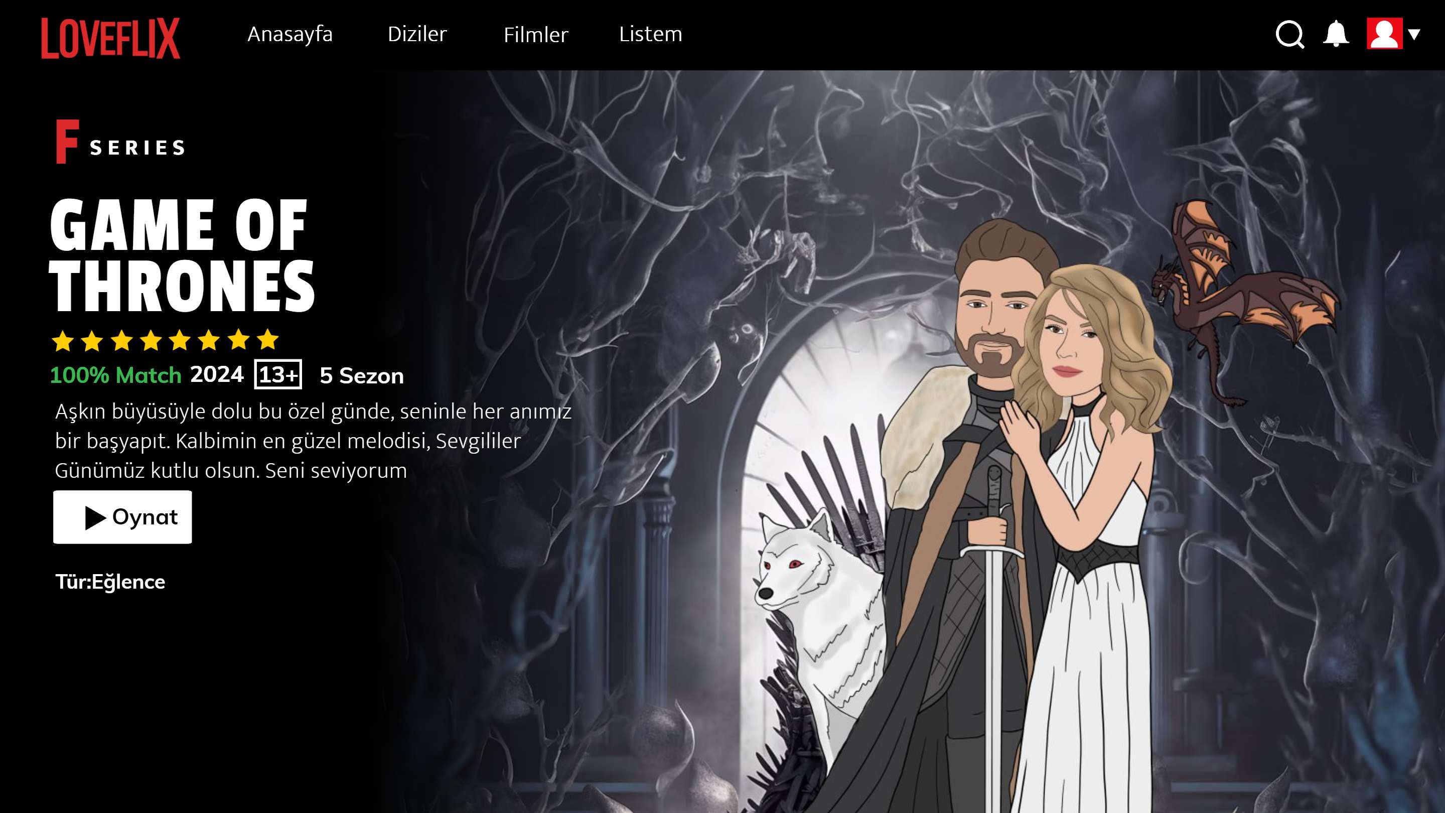 Kişiye Özel Dizi/Film Tablo