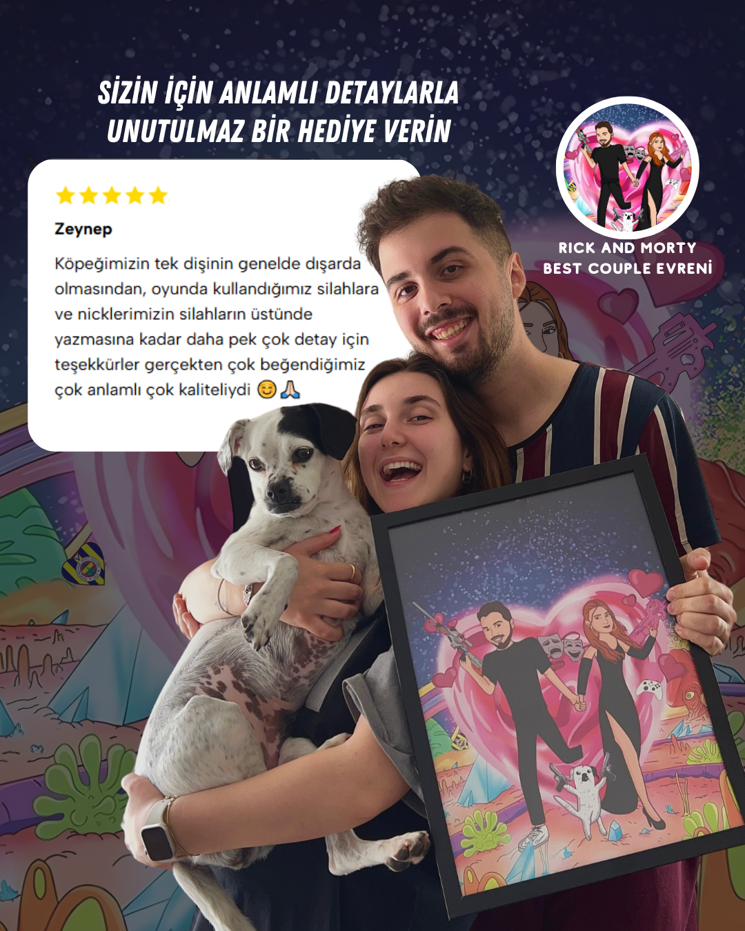 Kişiye özel çizim doğum günü hediyesi – çizgi film tarzında el yapımı tablo