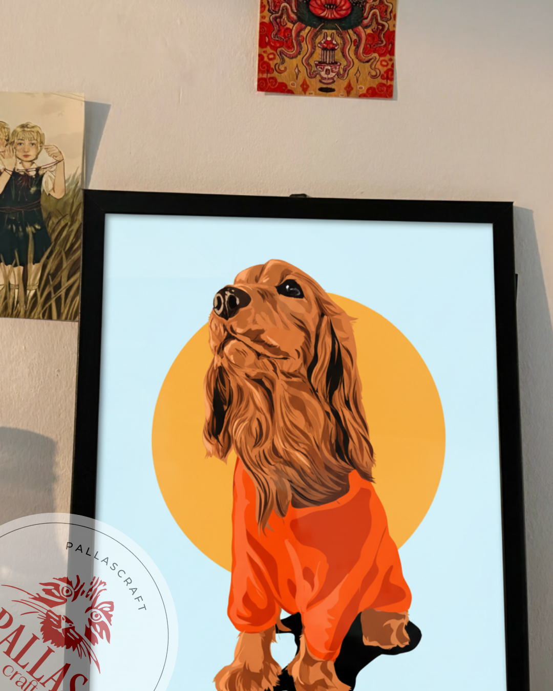 Fotoğraftan hazırlanan kişiye özel dijital el çizimi evcil hayvan portre tablosu