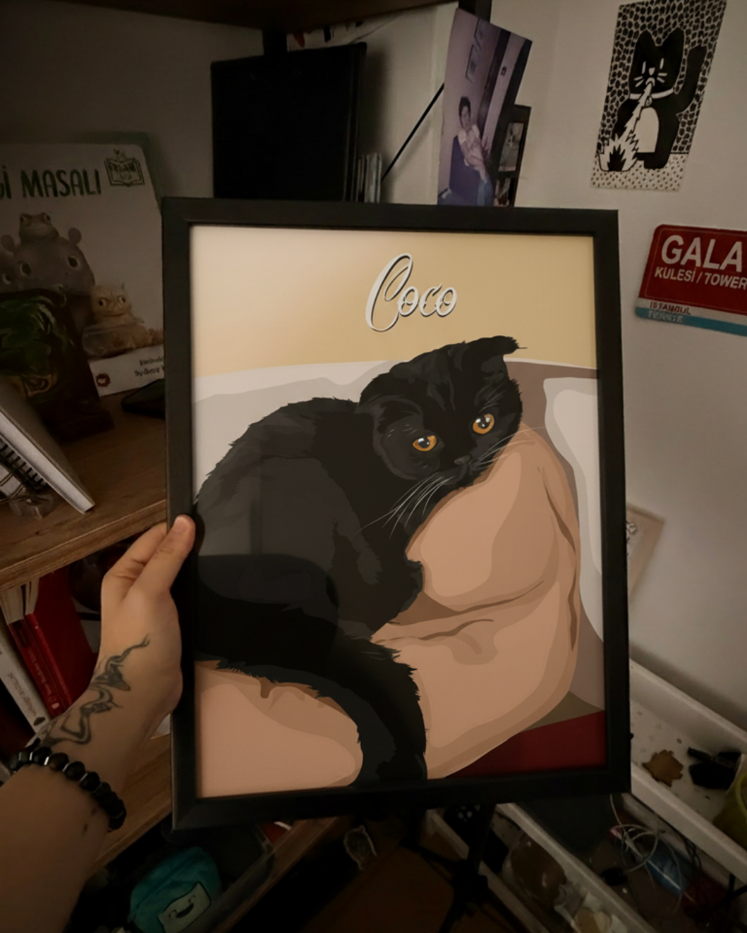 Gönderilen fotoğrafa göre çizilen dijital el çizimi evcil hayvan portresi