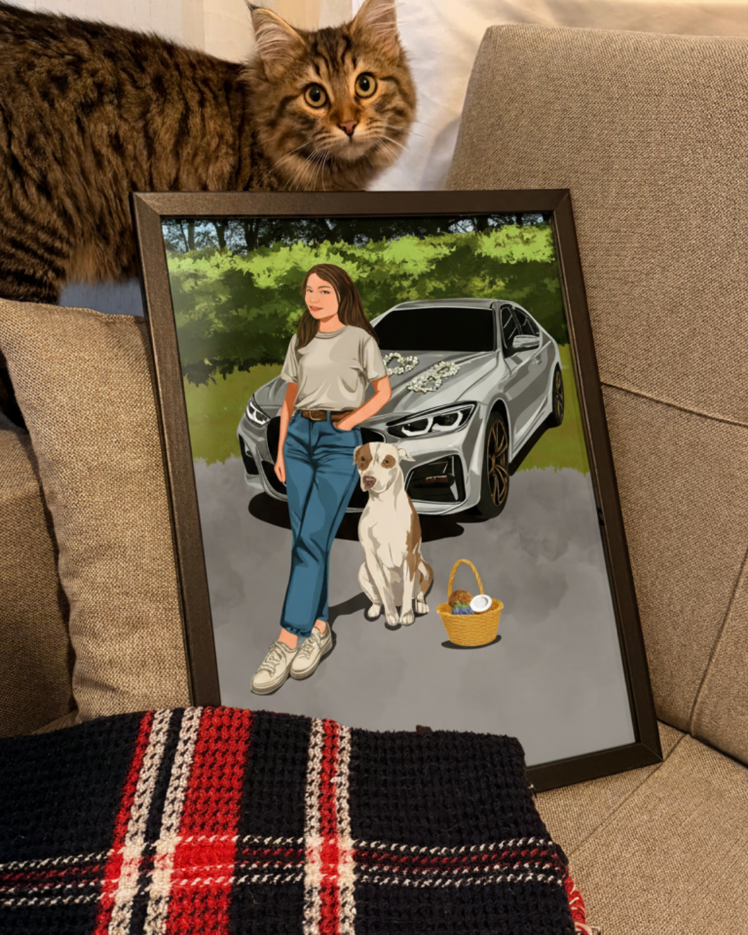 Kedi ve köpekler için fotoğraftan hazırlanan kişiye özel evcil hayvan portresi tablo