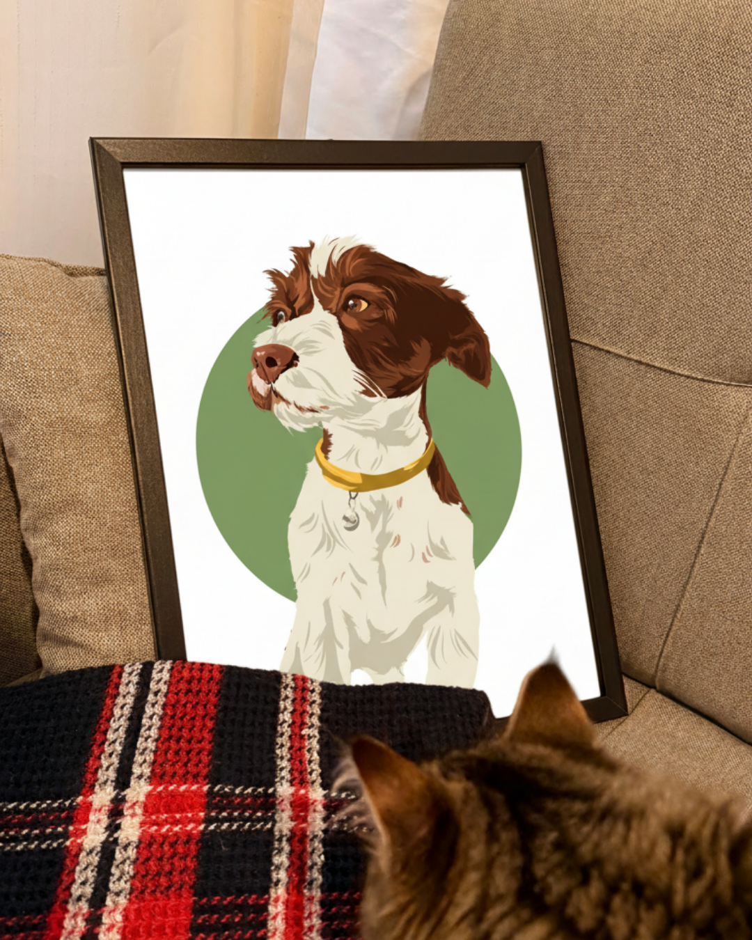 Kedi ve köpekler için fotoğraftan çizilen kişiye özel portre tablo