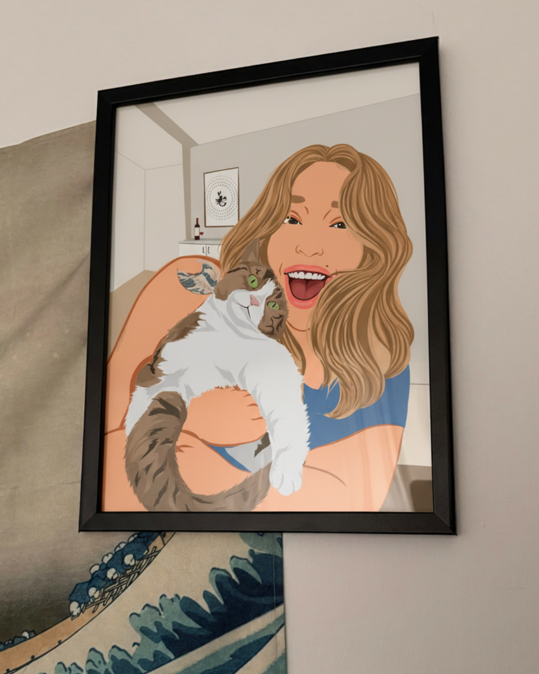 Kedi ve köpekler için el çizimi ile hazırlanan evcil hayvan portre tablosu